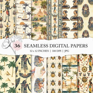 ancient Egyptian seamless pattern, Egyptian digital paper, hieroglyph background, pharaoh printable, Egypt crafting paper, old Egyptian Gods