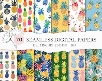 seamless pineapple background, pineapple seamless pattern, tropical fruit summer beach, pineapple scrapbook paper, commercial use, JPEG