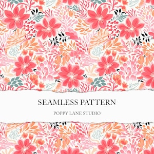 red floral background, preppy summer pattern, red floral scrapbook paper, red flower pattern, spring seamless paper, printable flower paper