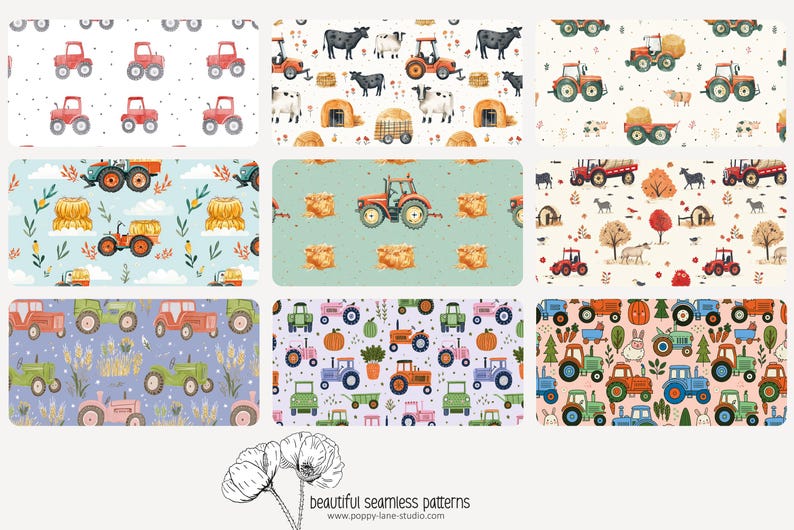 cute tractor pattern, seamless tractor fabric pattern, tractor digital paper, tractor background, farm papers, boys seamless, tractor prints image 7