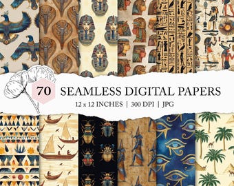 ancient Egyptian seamless pattern, Egyptian digital paper, hieroglyph background, pharaoh printable, Egypt crafting paper, old Egyptian Gods
