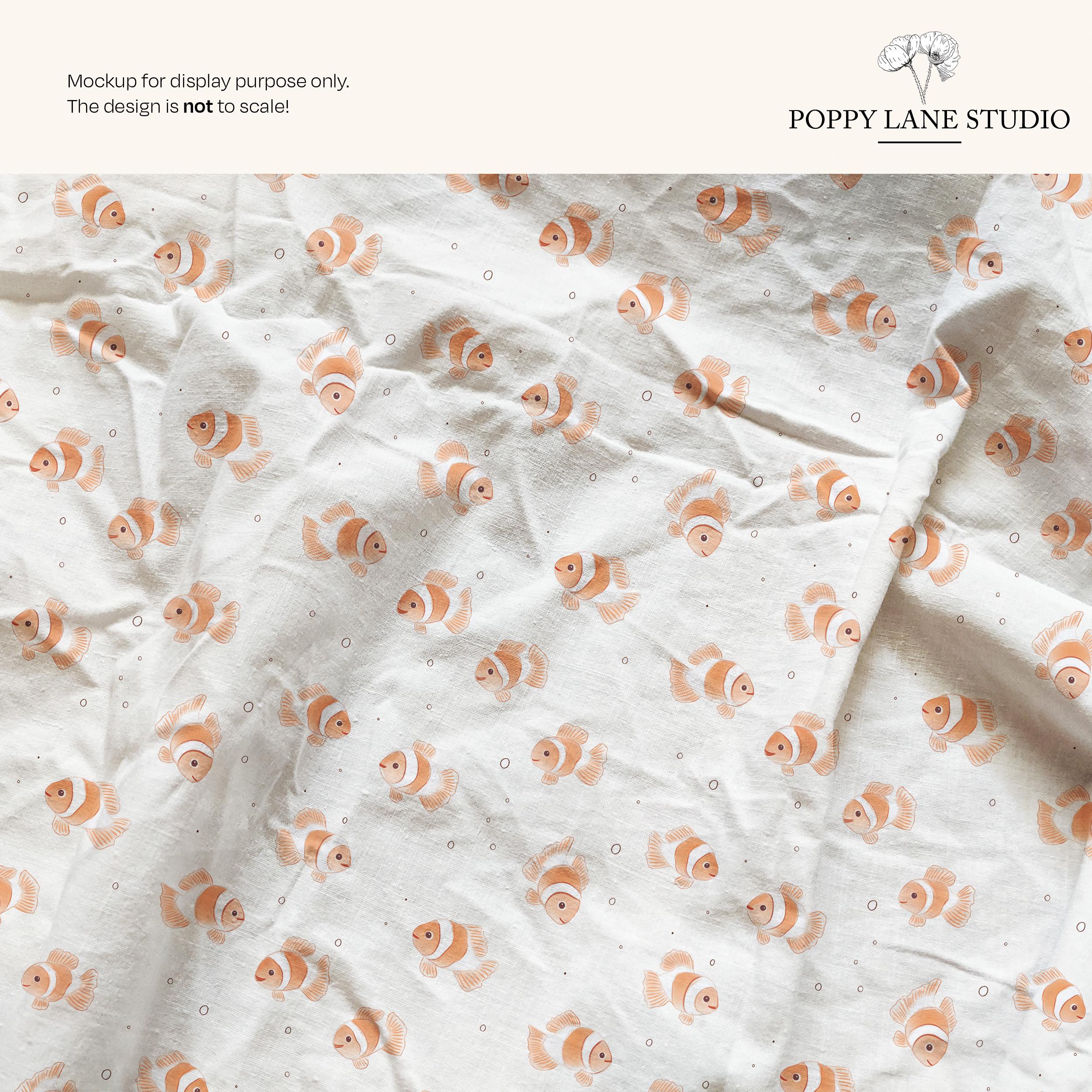 Clownfish Seamless Pattern, Orange Fish Background, Fish Pattern ...