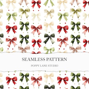 bow seamless pattern, seamless bow background, red Christmas, red and green Christmas bow pattern, Xmas bow digital paper, coquette JPG