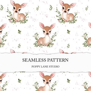 cute fawn pattern, happy deer background, fawn seamless file, baby deer digital background, children's seamless, baby deer digital paper