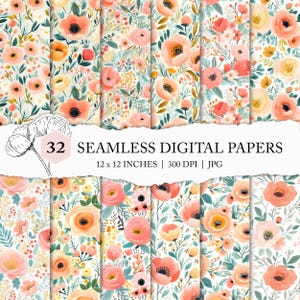 cute pastel floral printable paper, ditsy floral background, seamless pastel flower pattern, pastel flower scrapbook paper, soft pastel tone