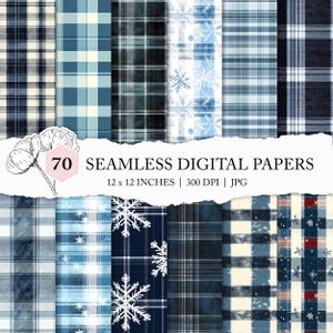 winter plaid seamless pattern, blue gingham, winter background, winter tartan digital paper, winter seamless, blue checkered & plaid pattern