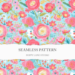 fond fleur rose et bleu, motif floral preppy de surface, fond floral harmonieux d'été, imprimé fleurs preppy, fichier harmonieux de printemps