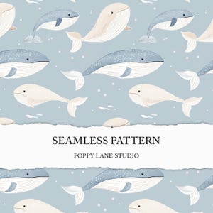 pastel whale pattern, watercolour whale seamless file, cute whale background, blue whale digital paper, commercial use textile design, ocean