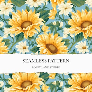 Fichier sans couture tournesol, joli motif de fond tournesol, motif de tissu tournesol, papier de scrapbooking tournesol, motif répétitif tournesol