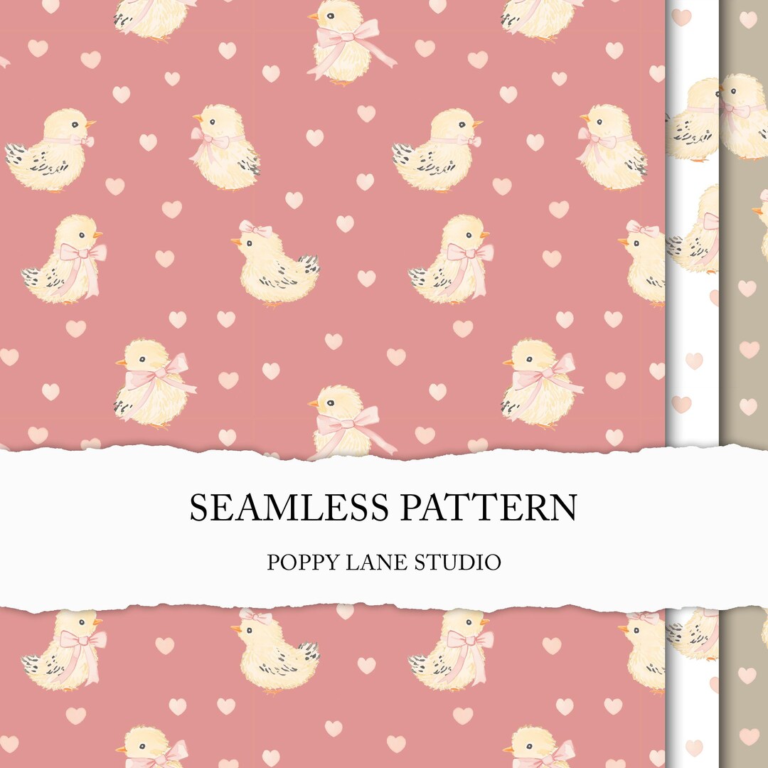 Watercolour Chicken Seamless Pattern, Cute Chick Printable, Seamless ...