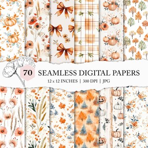 seamless autumn pattern, watercolour fall pattern, autumn background, fall digital paper, autumn printable, pumpkin season, digital files