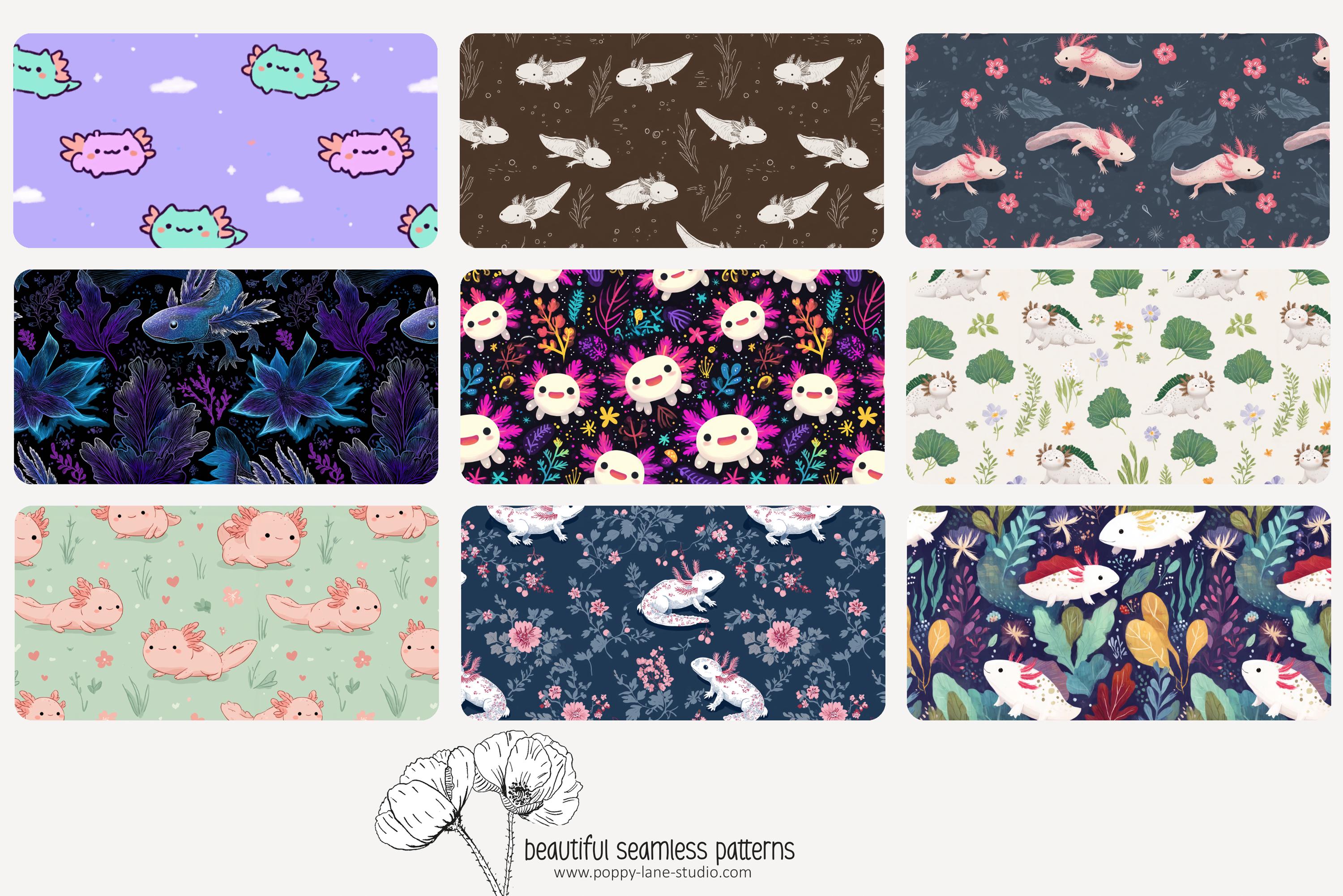 Assorted Axolotl Background, Seamless Axolotl Digital Paper, Axolotl ...
