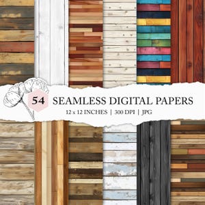 Patrón de tablones de madera sin costuras, papel digital con vetas de madera, fondos digitales enlosables, archivos imprimibles de madera rústica, papel sin costuras con tablones de madera