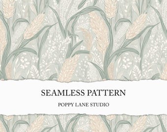 wheat fabric design, wheat seamless pattern, wheat digital paper, pastel nature seamless, corn custom fabric, elegant nature printable paper