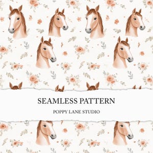 seamless horse pattern, cute western background, modern pastel horse background, girly horse surface pattern, textile design, pony printable