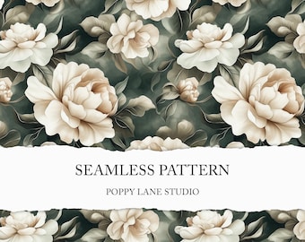 dark vintage floral seamless pattern, muted colour floral digital paper, old fashioned flower background, pastel floral print, seamless file