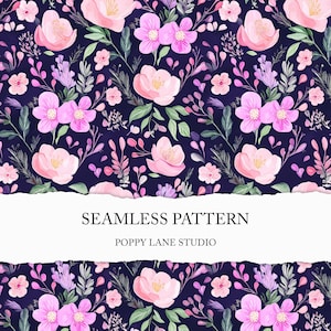 purple flower pattern, watercolour floral digital paper, seamless lilac flower background, pastel lavender floral print, pink floral pattern