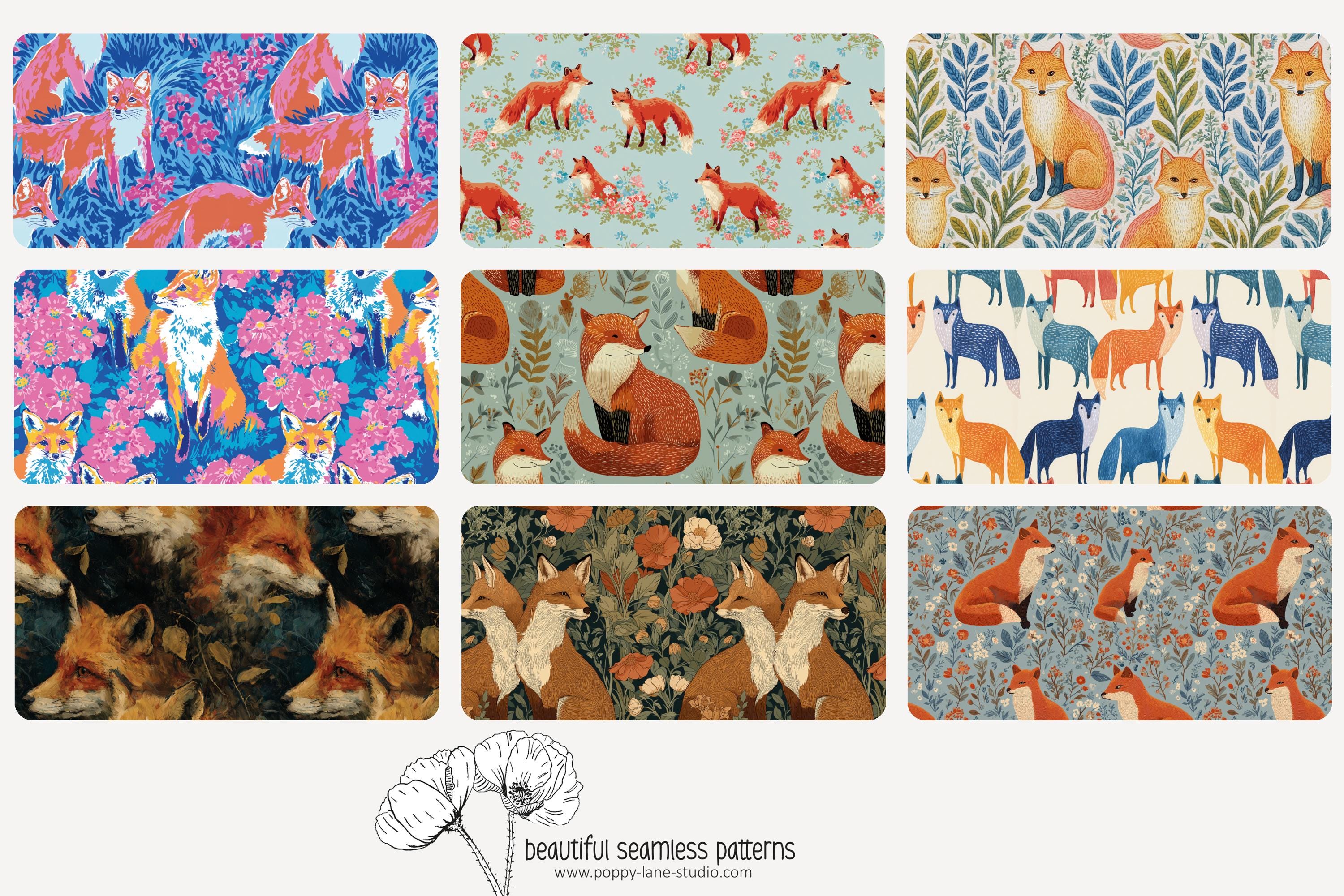 Assorted Fox Background, Seamless Fox Pattern, Arctic Fox Digital Paper ...