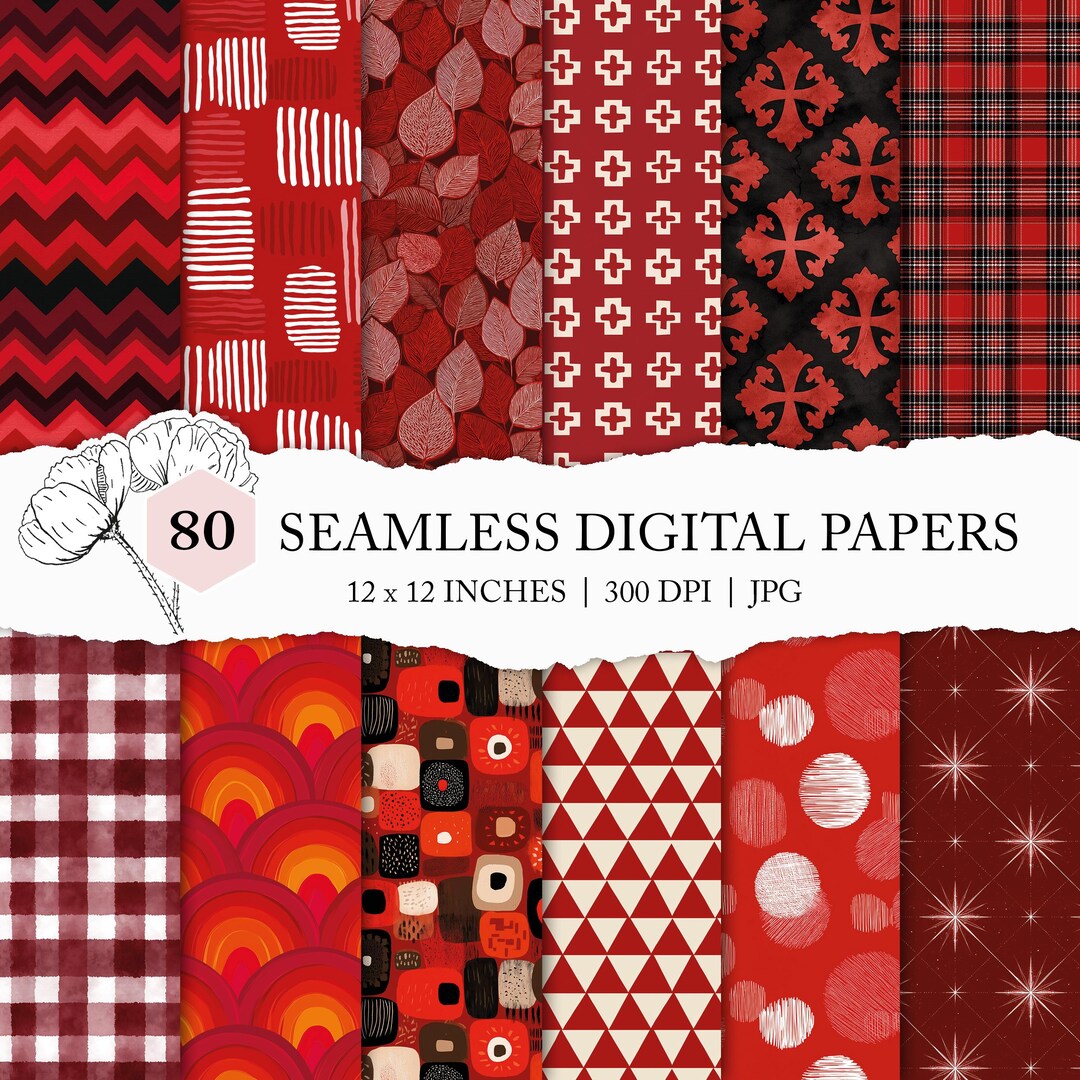 Seamless Assorted Red Pattern, Red Seamless Geometric Background, Red ...