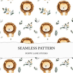 modern lion seamless pattern, cute African animal background, baby lion pattern, nursery pattern, commercial use, kids seamless, lion print
