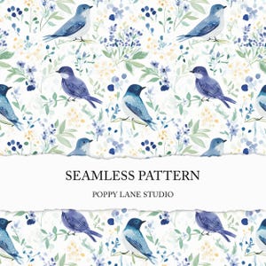 wunderliche blaue Vogel Muster, Aquarell Garten Vogel Hintergrund, Chinoiserie digitales Papier, süße Vogel Muster