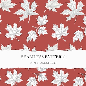 maple leaf seamless pattern, Canada digital paper, Canada seamless pattern, autumn leaves, red maple leaf background, Canada Day printable