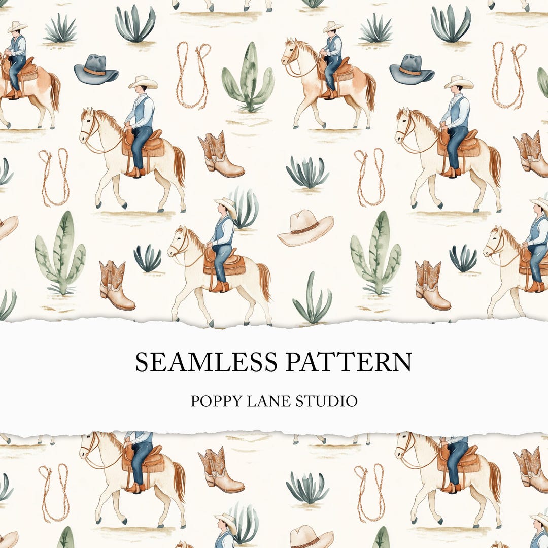 Western Riding Pattern Layout Cowboy Seamless Pattern, Western Digital Paper, Horse Riding Background ...