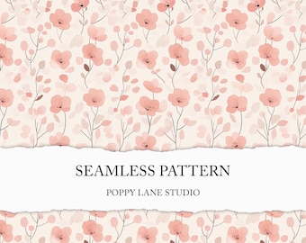 delicate pink ditsy flower seamless pattern, pink wildflower digital paper, blush pink flower print, watercolour floral fabric, cute florals