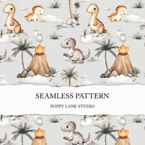 cute dino pattern, gender neutral dino print, seamless adorable dinosaur background, jurassic printable paper, kids seamless, dinosaur print
