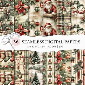 fundos de Natal envelhecidos, padrão sem emendas de Natal, papel de scrapbook de Natal vintage, papel digital de Natal vermelho e verde, Natal vermelho