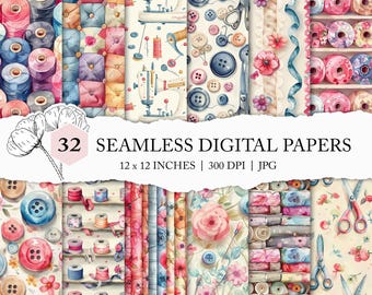 sewing digital paper, quilting junk journal paper, seamless sewing pattern, sewing machine scrapbook paper, sewing background pattern, JPEG