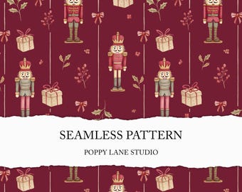 red nutcracker surface pattern, red Christmas seamless, seamless nutcracker background, traditional Christmas print, nutcracker digital file