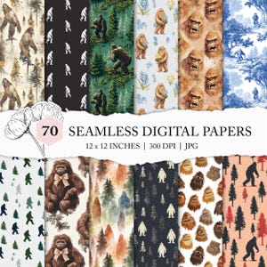 Bigfoot pattern, Bigfoot digital paper, Yeti, Sasquatch seamless pattern, cryptid background, Bigfoot seamless background, Sasquatch pattern