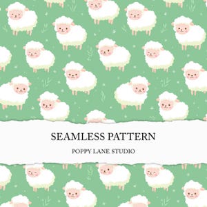 sheep seamless pattern, cute sheep background, farm animals paper, kawaii sheep print, seamless sheep digital pattern, children's seamless
