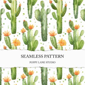 motif cactus aquarelle, arrière-plan cactus sans couture, motif cactus sans couture, papier numérique cactus aquarelle, impression de cactus pour tissus