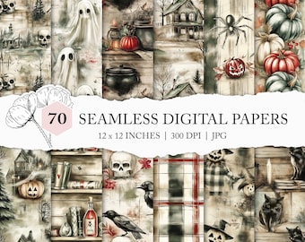 vintage Halloween decoupage paper, seamless Halloween pattern, Halloween seamless files, Halloween printable, dark Halloween scrapbook paper