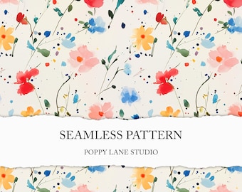 abstract floral seamless pattern, vibrant floral background, modern summer, colorful floral fashion print, boho flowers, modern art seamless