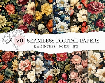 seamless floral pattern, Victorian digital paper, Regency flower background, retro floral seamless pattern, vintage floral scrapbook paper