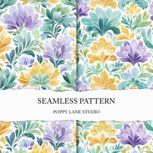 Indian floral background, seamless spring flower pattern, pastel flower seamless file, watercolor floral digital paper, damask printable JPG