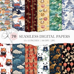 China digital paper, assorted Chinese backgrounds, seamless China pattern, printable Chinese papers, seamless landscape, chinoiserie pattern