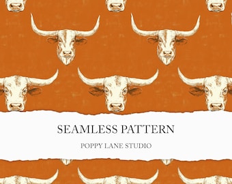 Texas longhorn seamless file, cow background, Texas seamless pattern, bull seamless , Texas longhorn pattern, cow digital paper, cattle farm