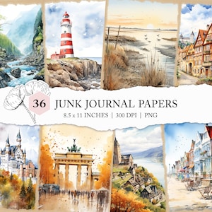 Carnet de voyage en Allemagne, estampes aquarelles en Allemagne, cartes postales de vacances, pages de carnet de vacances, voyages en Europe, pages imprimables en Allemagne