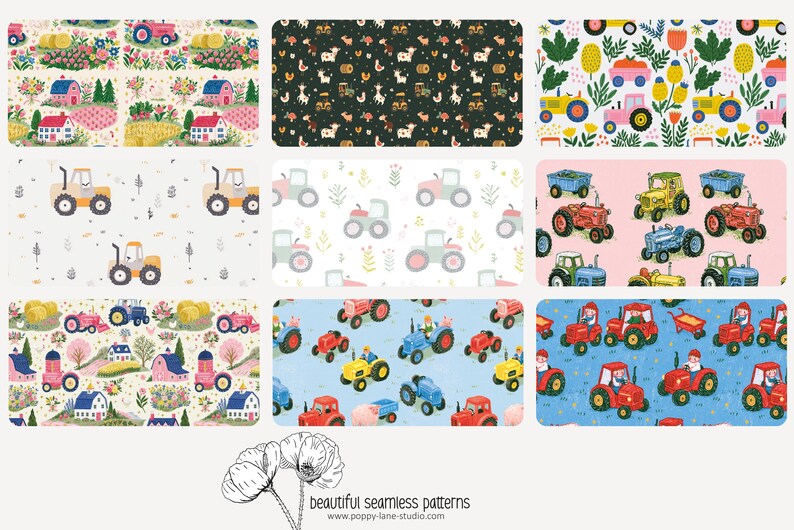 cute tractor pattern, seamless tractor fabric pattern, tractor digital paper, tractor background, farm papers, boys seamless, tractor prints image 6
