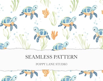 colourful turtle seamless patter, seamless turtle background, cute turtle digital pattern, kids seamless, turtle fabric pattern, ocean print