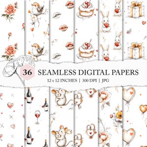 minimalist Valentine background, Valentine&#39;s day seamless pattern, I love you background, Valentine digital paper, seamless love pattern