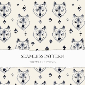 wolf seamless pattern, wolf spirit guide, spiritual wolf background, seamless wolf fabric pattern, meditation wolf digital paper, third eye