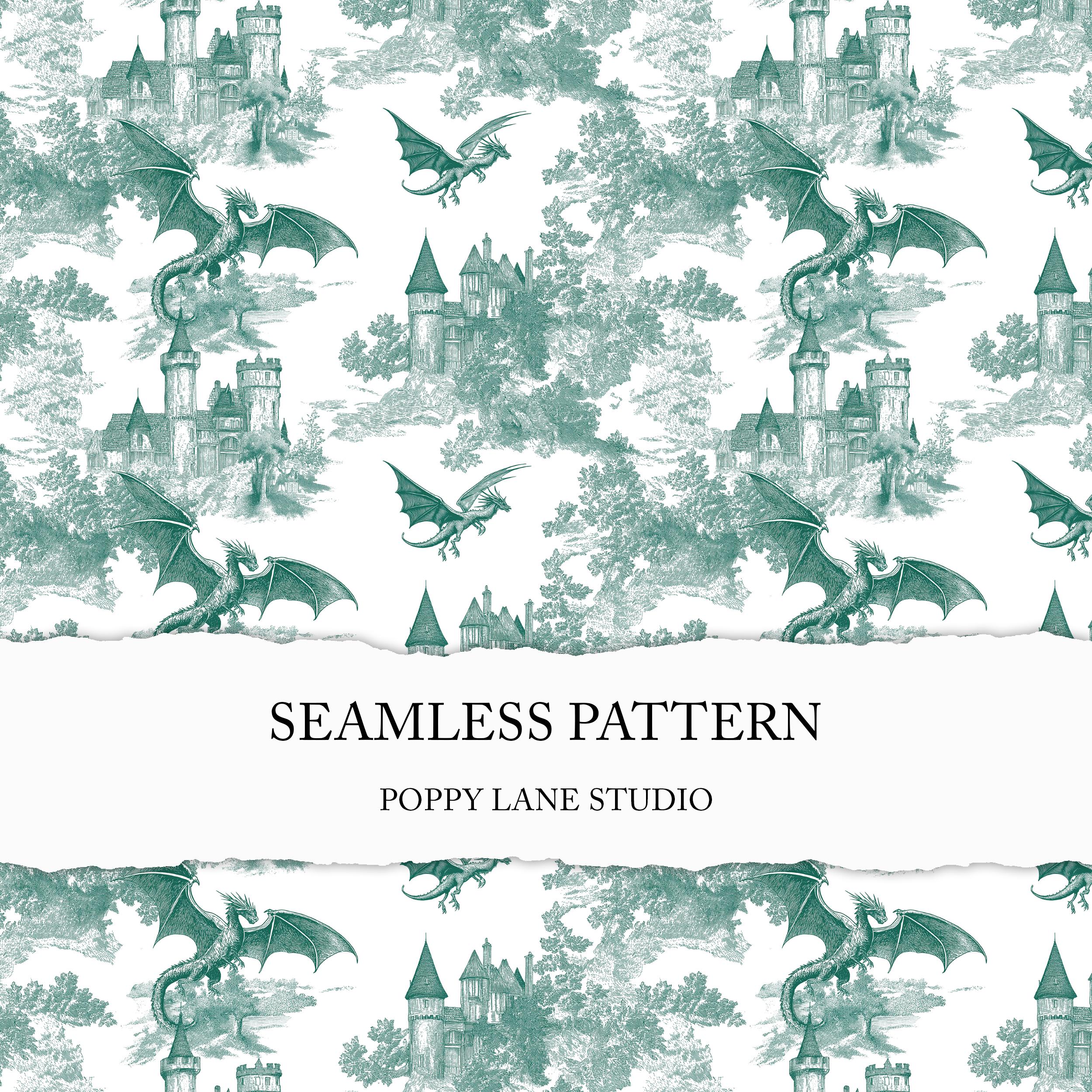dragon toile de jouy, dragon seamless pattern, vintage dragon background, dragon seamless paper, toile de jouy pattern, dragon toile JPEG