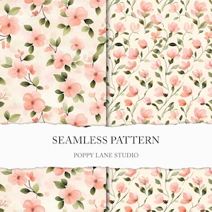 cute blush pink flower pattern, pink flowers and foliage, seamless watercolour floral pattern, flower background, pink floral digital paper