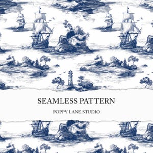 motif nautique sans couture, arrière-plan toile de jouy, toile de jouy nautique sans couture, motif tissu voilier, papier numérique bateau sans couture