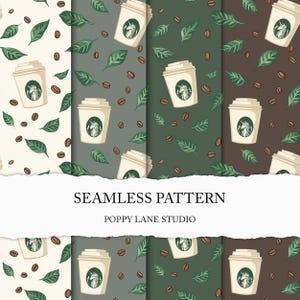 Patrón sin costuras de café, fondo de café, papel sin costuras de taza de café, papel artesanal imprimible, diseño de tela de café, patrón de café repetido